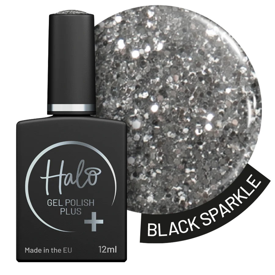Halo Gel Polish Plus 12ml Black Sparkle