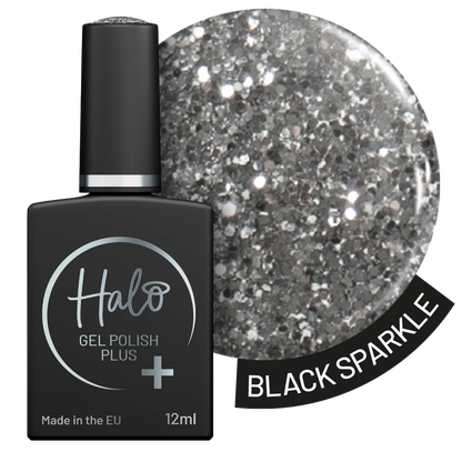 Halo Gel Polish Plus 12ml Black Sparkle