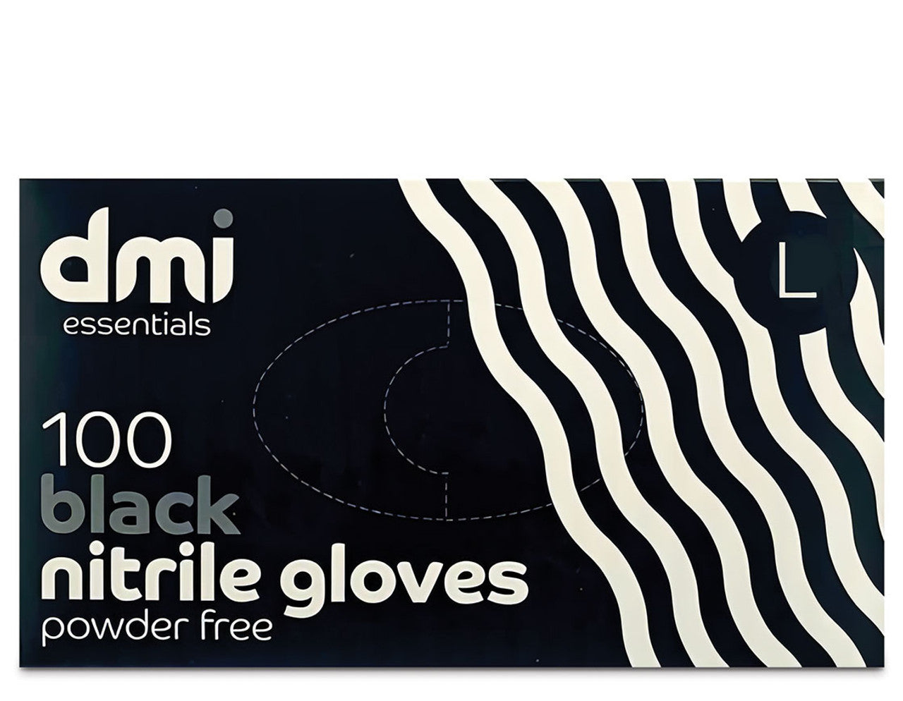 DMI Black Nitrile Gloves Large 100pk